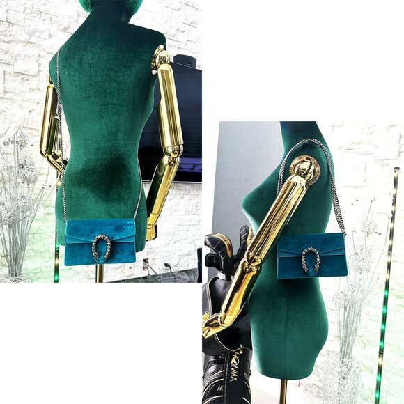 GUCCI Velvet Super Mini Dionysus Shoulder Bag Peacock Blue - Picture 14 of 15
